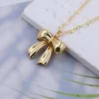 Copper 18K Gold Plated White Gold Plated Cute Solid Color Plating Bow Knot Pendant Necklace sku image 1