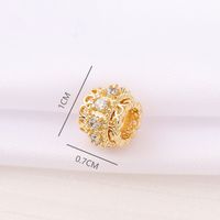 1 Piece 7.5mm Diameter Hole 5~5.9mm Copper Zircon 18K Gold Plated Round Lace Beads sku image 1