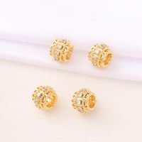 1 Piece 7.5mm Diameter Hole 5~5.9mm Copper Zircon 18K Gold Plated Round Lace Beads main image 4