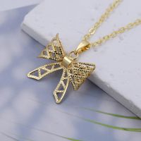 Copper 18K Gold Plated White Gold Plated Simple Style Plating Bow Knot Pendant Necklace main image 4
