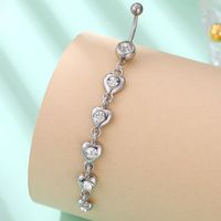 1 Piece Belly Rings Simple Style Classic Style Heart Shape 304 Stainless Steel Inlay Zircon Belly Rings main image 3