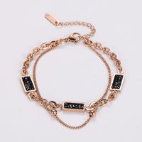 Simple Style Classic Style Solid Color 304 Stainless Steel 18K Gold Plated Rose Gold Plated Artificial Rhinestones Bracelets In Bulk sku image 3