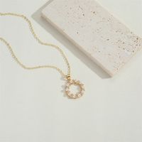 Copper 14K Gold Plated Vintage Style Simple Style Commute Enamel Hollow Out Inlay Elephant Eye Flower Pearl Zircon Pendant Necklace main image 3