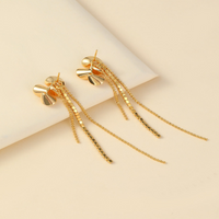 1 Pair IG Style French Style Rhombus Tassel Copper Artificial Pearls Zircon 18K Gold Plated Drop Earrings main image 3