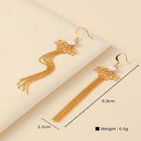 1 Pair IG Style French Style Rhombus Tassel Copper Artificial Pearls Zircon 18K Gold Plated Drop Earrings main image 10