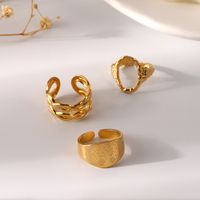 304 Stainless Steel 18K Gold Plated Simple Style Classic Style Plating Letter Life Tree Open Rings main image 3
