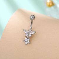 1 Piece Belly Rings Simple Style Classic Style Heart Shape 304 Stainless Steel Inlay Zircon Belly Rings main image 5