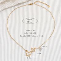 304 Stainless Steel Imitation Pearl 14K Gold Plated Sweet Simple Style Hollow Out Butterfly Pendant Necklace main image 5