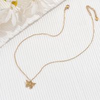 304 Stainless Steel Imitation Pearl 14K Gold Plated Sweet Simple Style Hollow Out Butterfly Pendant Necklace main image 4