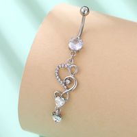 1 Piece Belly Rings Simple Style Classic Style Heart Shape 304 Stainless Steel Inlay Zircon Belly Rings main image 9