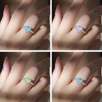 Sterling Silver Simple Style Classic Style Inlay Heart Shape High Carbon Diamond Rings main image 1
