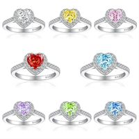 Sterling Silver Simple Style Classic Style Inlay Heart Shape High Carbon Diamond Rings main image 5