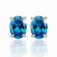 1 Paire Style Simple Style Classique Ovale Incruster Argent Sterling Strass Boucles D'Oreilles sku image 8