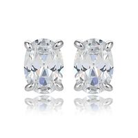1 Pair Simple Style Classic Style Oval Inlay Sterling Silver Rhinestones Ear Studs sku image 1