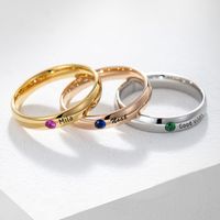 Stainless Steel Simple Style Round Polishing Plating Inlay Birthstone Rings main image 1