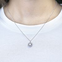 Sterling Silber Elegant Geometrisch Inlay Juwel Halskette Mit Anhänger main image 3