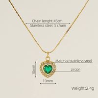 Titanium Steel 18K Gold Plated Elegant Lady Oval Water Droplets Heart Shape Inlay Zircon Pendant Necklace sku image 1