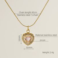 Titanium Steel 18K Gold Plated Elegant Lady Oval Water Droplets Heart Shape Inlay Zircon Pendant Necklace sku image 3
