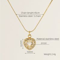 Titanium Steel 18K Gold Plated Elegant Lady Oval Water Droplets Heart Shape Inlay Zircon Pendant Necklace sku image 4