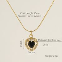 Titanium Steel 18K Gold Plated Elegant Lady Oval Water Droplets Heart Shape Inlay Zircon Pendant Necklace sku image 5
