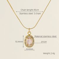 Titanium Steel 18K Gold Plated Elegant Lady Oval Water Droplets Heart Shape Inlay Zircon Pendant Necklace sku image 18