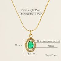 Titanium Steel 18K Gold Plated Elegant Lady Oval Water Droplets Heart Shape Inlay Zircon Pendant Necklace sku image 16