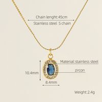 Titanium Steel 18K Gold Plated Elegant Lady Oval Water Droplets Heart Shape Inlay Zircon Pendant Necklace sku image 17