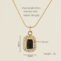 Titanium Steel 18K Gold Plated Elegant Lady Oval Water Droplets Heart Shape Inlay Zircon Pendant Necklace sku image 15