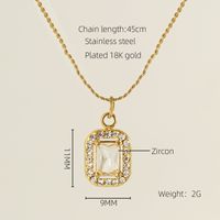 Titanium Steel 18K Gold Plated Elegant Lady Oval Water Droplets Heart Shape Inlay Zircon Pendant Necklace sku image 14