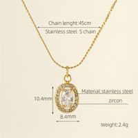 Titanium Steel 18K Gold Plated Elegant Lady Oval Water Droplets Heart Shape Inlay Zircon Pendant Necklace sku image 19