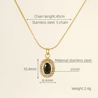 Titanium Steel 18K Gold Plated Elegant Lady Oval Water Droplets Heart Shape Inlay Zircon Pendant Necklace sku image 20