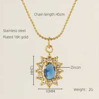 Titanium Steel 18K Gold Plated Elegant Lady Oval Water Droplets Heart Shape Inlay Zircon Pendant Necklace sku image 22