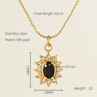 Titanium Steel 18K Gold Plated Elegant Lady Oval Water Droplets Heart Shape Inlay Zircon Pendant Necklace sku image 25