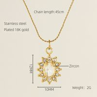 Titanium Steel 18K Gold Plated Elegant Lady Oval Water Droplets Heart Shape Inlay Zircon Pendant Necklace sku image 24