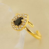 Titanium Steel Simple Style Classic Style Inlay Water Droplets Heart Shape Rhombus Zircon Rings main image 2