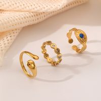 304 Stainless Steel 18K Gold Plated Simple Style Classic Style Plating Letter Life Tree Open Rings sku image 1
