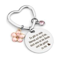 Simple Style Letter Flower 201 Stainless Steel Inlay Birthstone Women's Keychain Bag Pendant main image 1