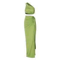 Elegant Solid Color Skirt Sets Spandex Polyester Skirt Sets Two-Piece Sets main image 4