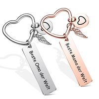 Simple Style Letter Wings Heart Shape 201 Stainless Steel Alloy Plating Carving Polishing Women's Keychain Bag Pendant main image 1