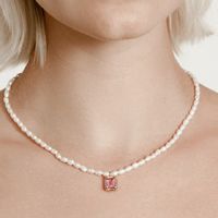 Simple Style Classic Style Geometric Imitation Pearl Copper Beaded Inlay Zircon Women's Pendant Necklace main image 1