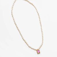 Simple Style Classic Style Geometric Imitation Pearl Copper Beaded Inlay Zircon Women's Pendant Necklace main image 5