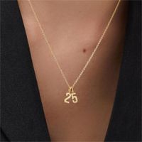 201 Stainless Steel 304 Stainless Steel Titanium Steel Gold Plated Simple Style Plating Number Pendant Necklace main image 5