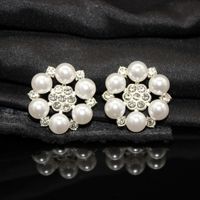 1 Piece 23 * 23mm Zinc Alloy Rhinestones Pearl Flower Decorative Buckle main image 6