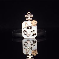 10 PCS/Package 24 * 41mm Zinc Alloy Rhinestones Pearl Flower Bow Knot Perfume Bottle Polished Pendant main image 4
