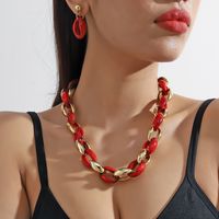 Basic Color Block Plastic Resin Plating Gold Plated Women's Jewelry Set main image 5