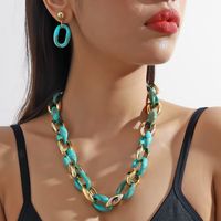 Basic Color Block Plastic Resin Plating Gold Plated Women's Jewelry Set main image 3