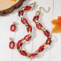 Basic Color Block Plastic Resin Plating Gold Plated Women's Jewelry Set sku image 2