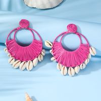 1 Pair Sweet Color Block Braid Shell Drop Earrings sku image 2