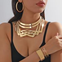 Retro Geométrico Metal Enchapado Chapado En Oro Mujeres Collar main image 1