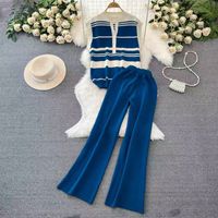 Outdoor Daily Women's Casual Stripe Polyester Pants Sets sku image 5